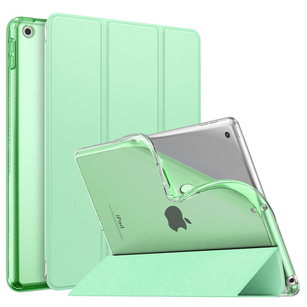 MoKo Case for iPad 9th Generation 2021/ iPad 8th Generation 2020/ iPad 7th Generation 2019, Soft Translucent TPU Frosted Back Cover Slim iPad 10.2 inch Case with Stand, Auto Wake/Sleep, Green