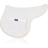 Equinavia Eidsvoll Ultra Fleece Horse Saddle Pad, Quilted English Half Pad | Forward Cut Half Pad for English Saddle, Show Ready Dressage Saddle Pad, Breathable Quilted Construction, Secure Fit, White