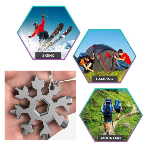 Schneeflocken-Multi-Werkzeug, 18-in-1 Schneeflocken Multi-Tool Edelstahl Schneeflocke handliches Werkzeug, im Freien Camping tragbare Flaschenöffner Flachschraubendreher Kit Schraubenschlüssel