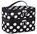 Cosmetic Bag Double Layer Dot Pattern Travel Toiletry Bag Organizer With Mirror