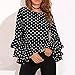 Fashion Women's Blouse Bell Sleeve Loose Polka Dot Shirt Ladies Casual Tops by TOPUNDER