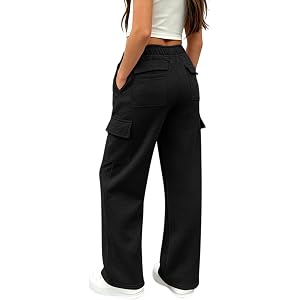cxzeqwoke Sweatpants for Girls Wide Leg Baggy Sweat Pants Kids Casual Athletic Joggers Cute Teen Girl Clothes with Pockets