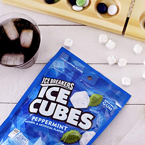 ICE BREAKERS ICE CUBES Sugar Free Gum, Peppermint, 100 Pieces, 8.11 Oz