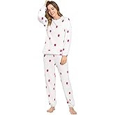 Allegra K Winter Flannel Pajama Sets for Women Cute Printed Long Sleeve Nightwear Top and Pants Loungewear Soft Sleepwears