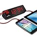 MARATHON USB Clock Charger with 2 Charging Ports, Universal AC Adapter - Backup Batteries Included (Black/Red)