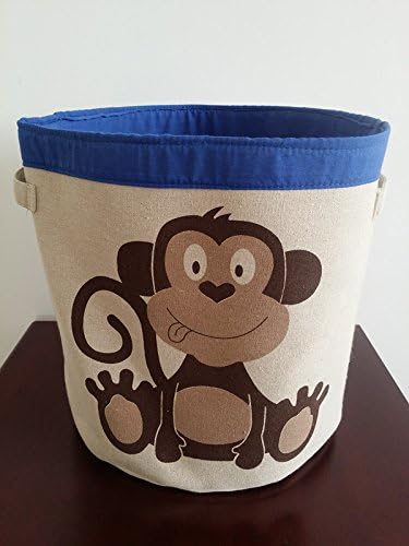 Canvas Animal Themed Toy Storage Bins | Hamper (Blue Monkey)