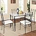 Tangkula 5 Piece Dining Table Set Glass Top Metal Dining Set Kitchen Breakfast Furniture Dinning Table with Chairs