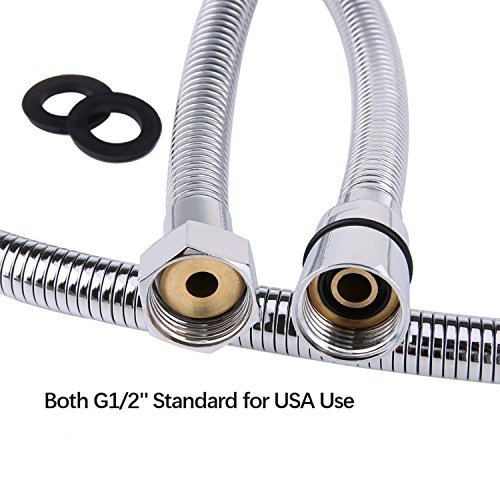 Samodra Shower Hose, 60 Inches Stainless Steel Handheld Shower Hose Replacement Extension 360 Degree Swivel with Solid Brass Connector