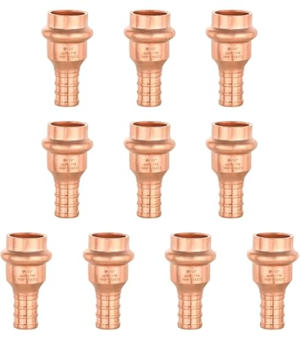 EFIELD 1" PEX B Crimp X Copper Press 90?? Elbow Fittings - 5 Pack Lead-Free Brass