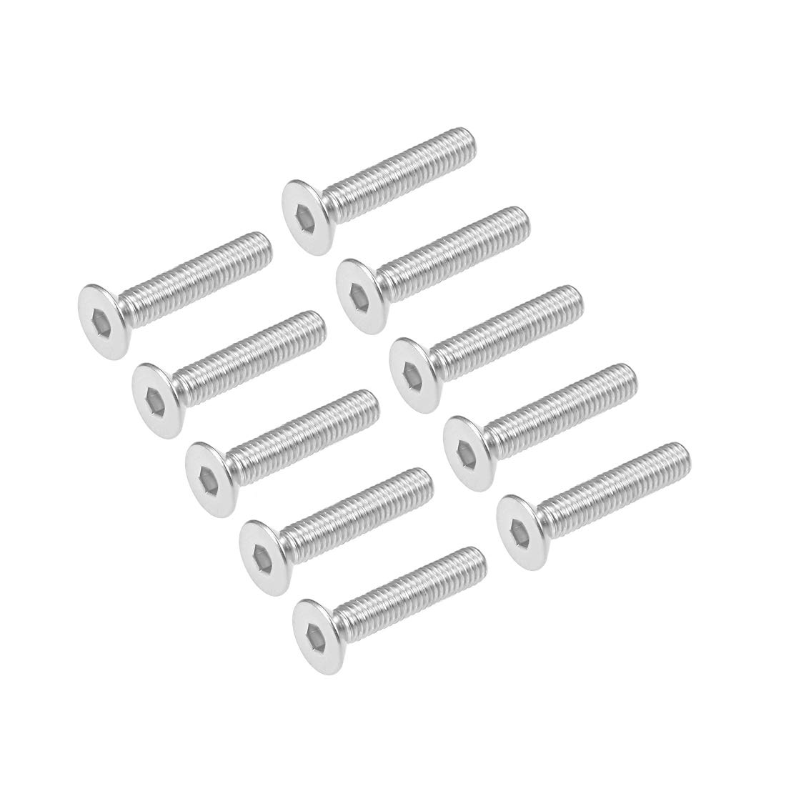 sourcing map M6x30mm Flat Head Machine Screws Inner Hex Screw 304 Stainless Steel Fasteners Bolts 20Pcs