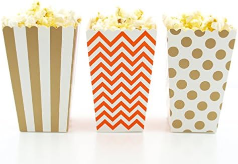 Thanksgiving Dinner Popcorn Boxes (36 Pack) - Brown & Orange Autumn Fall Harvest Party Favors, Small Movie Theatre Popcorn Tubs for Thanksgiving Party Supplies