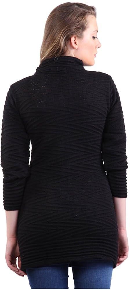 montrex acro wool winter long coat for women, girls (black)