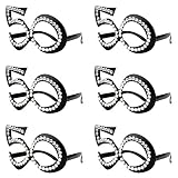 50th Birthday Glasses - Number Crystal Frame, Party Favors, Wedding, Funny Costume Sunglasses, Novelty Eyewear Celebration Decoration for Kids and Adults 6 Pack (50)