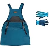 Ojtuyht Garden Harvest Apron for Women & Men, Garden Aprons with Pockets and Gloves, Adjustablecross Back Waterproof Apron Great Gift for Love Gardening and Planting