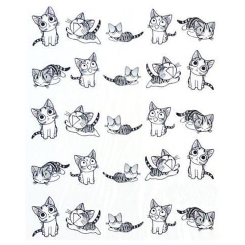 Bhbuy 2 Sheets 3D Transfer Style Cute Cat Nail Art Stickers Manicure Nail Polish Decal