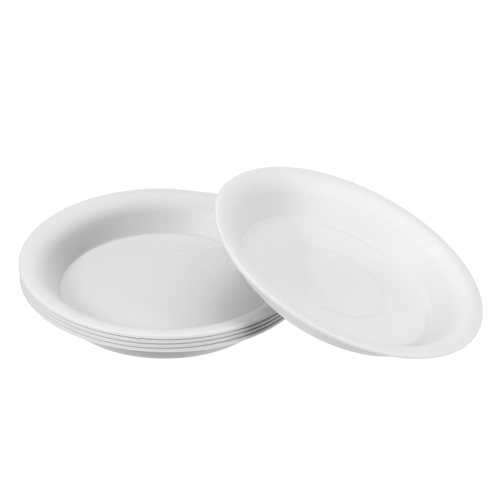 PATIKIL 6 Inch Plant Saucer Tray, 5 Pack Plastic Drip Tray Round Collects Excess Water Flower Pot Drainage Trays for Heavy Indoor Outdoor Pans, White
