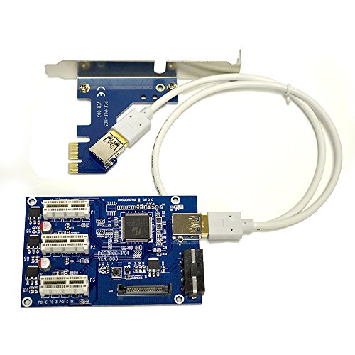 PCI-E-1X-1-to-3-Port-1X-Switch-Multiplier-Expander-HUB-Riser-Expansion-Card-USB-Cable