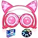Kids Headphones Glowing Cat Earphones Over/on Ear with LED USB, Rechargeable Wired Foldable Game Headset for Girls Boys Toddlers Phone PC, Learning Education Toys Holiday Christmas Birthday Gifts
