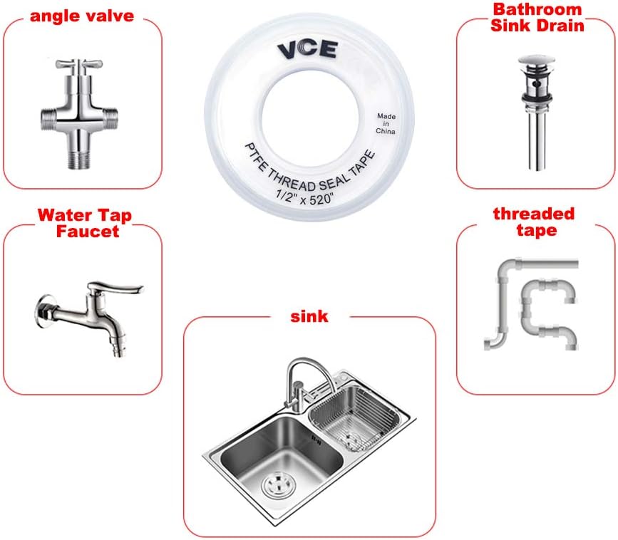 VCE 2 Pack PTFE Industrial Sealant Tape White Thread Seal Tape,12mm x 13m, 2 Rolls - Image 5
