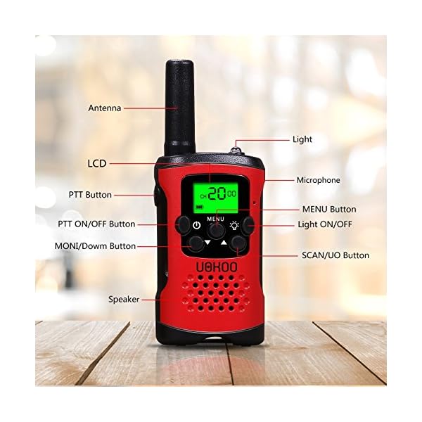 Kids-Walkie-Talkies-UOKOO-4-Mile-Range-22-Channel-FRSGMRS-Pair-of-Walkie-Talkies-for-Kids-Toys-1-Pair-Red