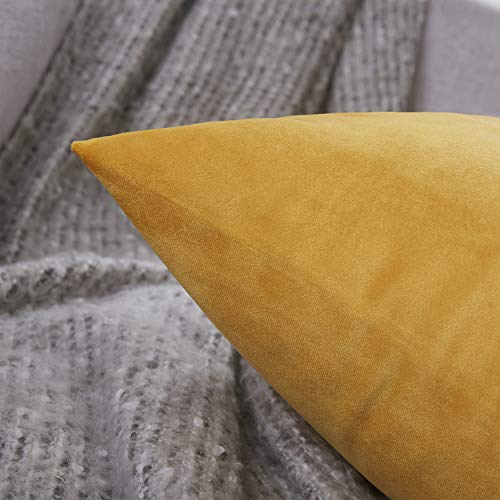 JUSPURBET Velvet Pillow Covers 16x16 Inches,Pack of 2 Throw Pillow Covers for Sofa Couch Bed,Decorative Super Soft Throw Pillow Cases,Gold - Thumbnail 3