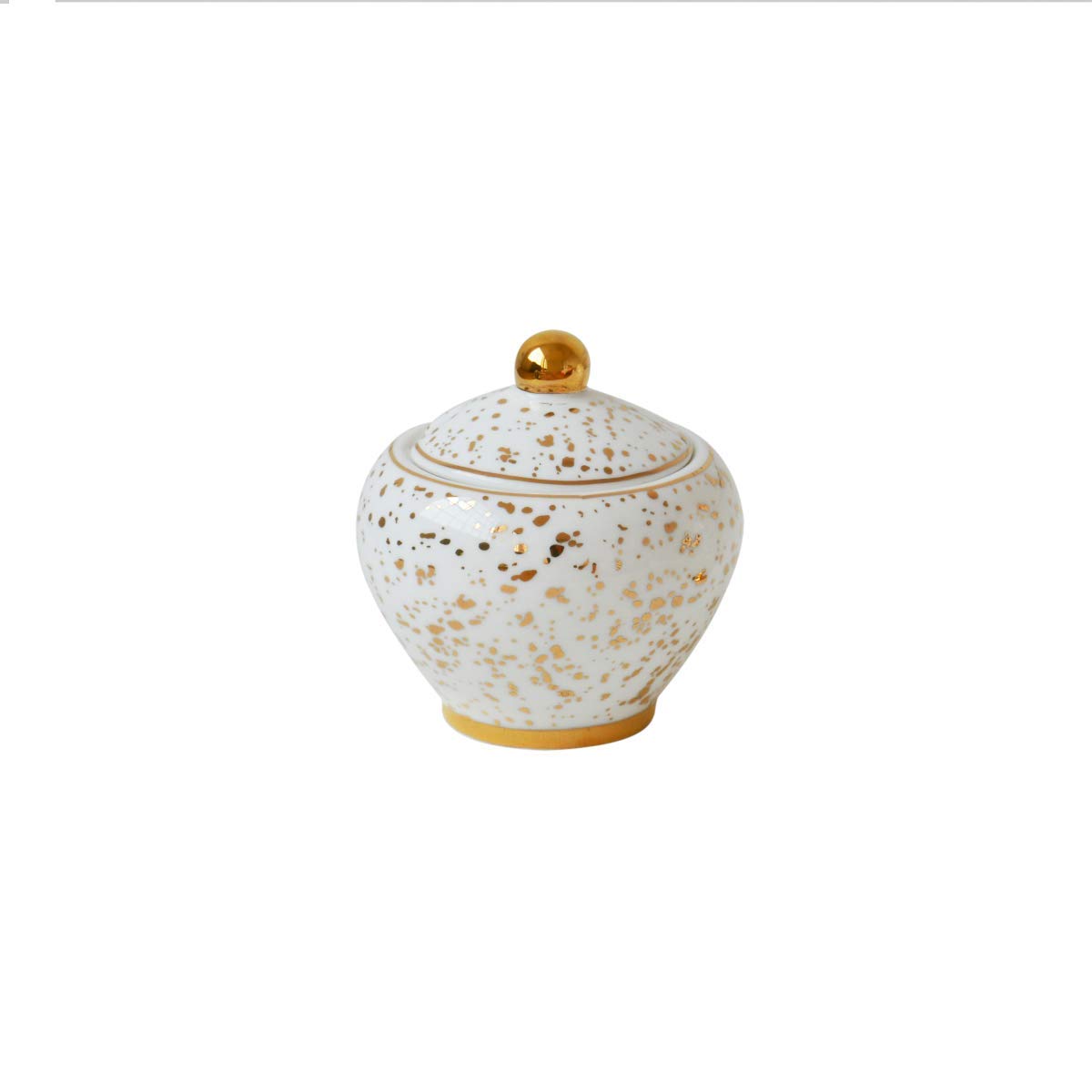 Bombay Duck Doolittle Splatter Sugar Bowl - Gold and White