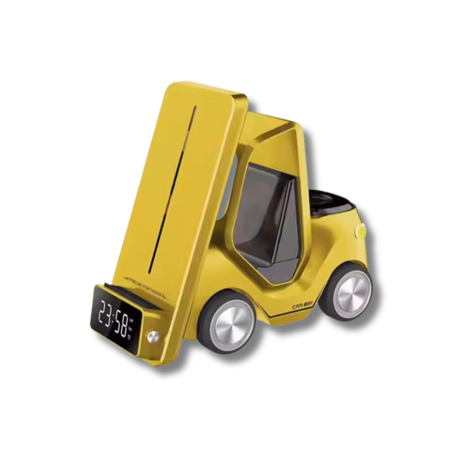 Wireless Charging Station | Support Wireless Charging | Android | Mobile – Clock – Earphones | Multifunction | Clock-Alarm-Light | Stand| Digital Display | Automatic Adjustment | (Yellow)