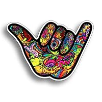 Sarora - 12.7CM8.9CM PVC Shaka Hang Loose Graffiti Reflective Decal Car Sticker