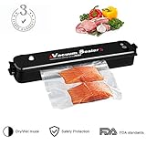 Vacuum Sealer, GEEDIAR Food Vacuum Sealer Machine, Compact Automatic Vacuum Sealing System for Dry & Moist Foods Preservation and Storage Including 15 Sealer Bags, Black