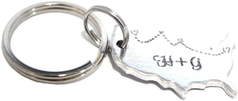 CUSTOM Long Distance Relationship KEYCHAIN - Country Outline - Long Distance