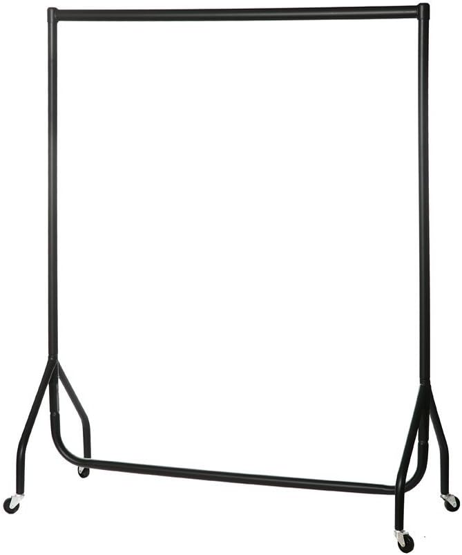 Heavy Duty Clothes Rail Garment Rail 4 ft Long x 5 ft High Metal Hanging Storage Rack, Black, 139 x 49 x 5 cm