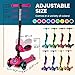 Kick Scooters for Kids Ages 3-5 (Suitable for 2-12 Year Old) Adjustable Height Foldable Scooter Removable Seat, 3 LED Light Wheels, Rear Brake, Wide Standing Board, Outdoor Activities for Boys/Girls