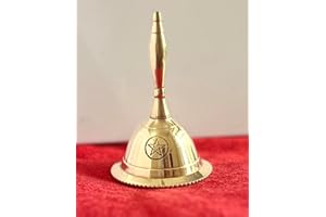 Indian Consigners Hand Bell Loud Brass Call Bells 3 Inches Altar Pendulam Use (Pentagram Gold)