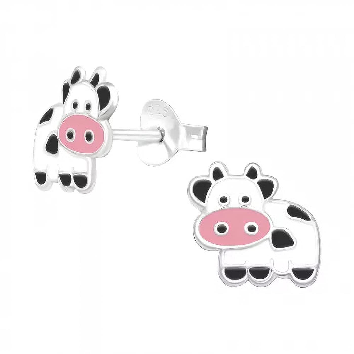 Cute Cow Earrings 925 Sterling Silver