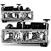 DNA MOTORING HL-OH-C10-CH Headlight Assembly, Driver and Passenger Side,Chrome, Compatible with 92-99 Chevy GMC C/K 1500 2500 Suburban Yukon