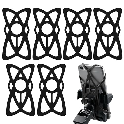 Xuphuyb 6PCS Motorcycle Phone Mount Tether, Bicycle Bracket Mobile Phone Silicone Fixing Strap, Universal Reusable Phone Grip Holder Security Band for Bike, Motorcycle, Handlebar, Scooter (Black) at Amazon