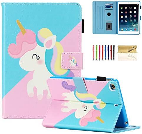 Casii iPad Mini Case, Slim Protective Soft PU Leather Magnetic Flip Folio Stand Cover with Card Holders [Auto Sleep/Wake] for 7.9 Inch Apple iPad Mini 1 2 3 4, iPad Mini 5 2019 (Cute Unicorn)