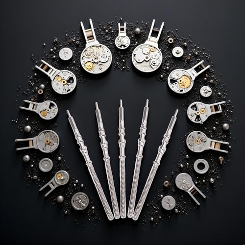 YuanHolumid 5Pcs Silver Movement Watch Steel Stem Crown Kit Watch of Parts NH35 NH36 NH38 NH39 Movement Stem Spare Parts Accessories
