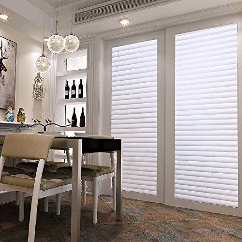 Bloss Frosted Stripes Window Film Temporary Privacy Window Cling Glass Window Films for Home Bathroom Kitchen Living ROM 17.7 Inch by 78.7 Inch