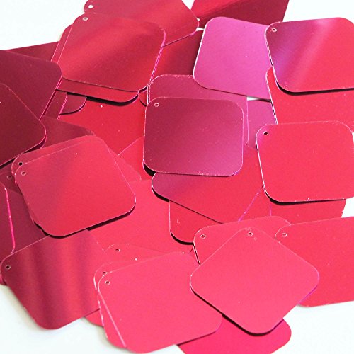Pink Fuchsia Sequin Square Diamond 1.5 inch Metallic Couture Loose Paillettes. Made in USA.