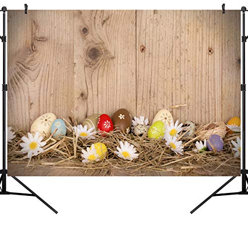 image for Ouyida Easter Egg Backdrops for Photography Barn Wood Floor Easter The