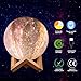 Elstey Space Night Light, 3 Colors 3D Printing Spherical Moon Lamp with Stand,5.9 Inch Glowing Decor Moon Light for Baby Kids Lover Birthday Party Gifts