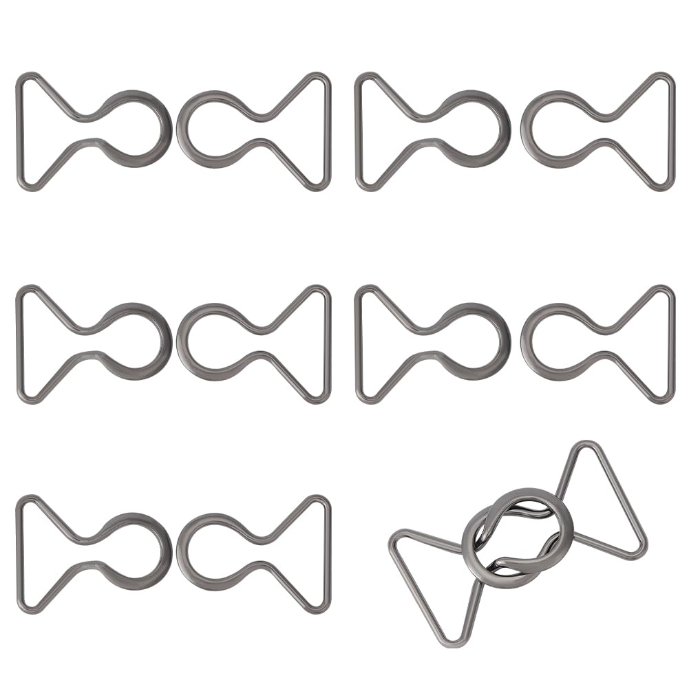 BENECREAT 6 Pairs Gunmetal Interlocking Metal Alloy Buckle, 5.2x4cm Interlocking Buckle Clasp Belt Accessories for DIY Waist Belt Hand Sewing Dress Belt Making, 8mm Thick