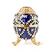 Apropos Hand-Painted Vintage Style Faberge Egg with Rich Enamel and Sparkling Rhinestones Jewelry Trinket Box (Blue)