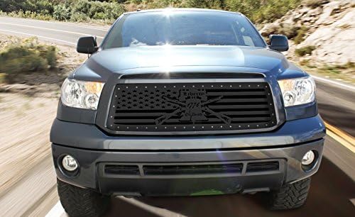 300 Industries Steel Grille Replacement for Toyota Tundra 2010-2013 - Single Piece Powder Coated Satin Black - Liberty or Death