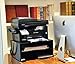 JulieHome Wood Two-Tier Printer Fax Stands Shelf Paper Organizer for Home Office，Black