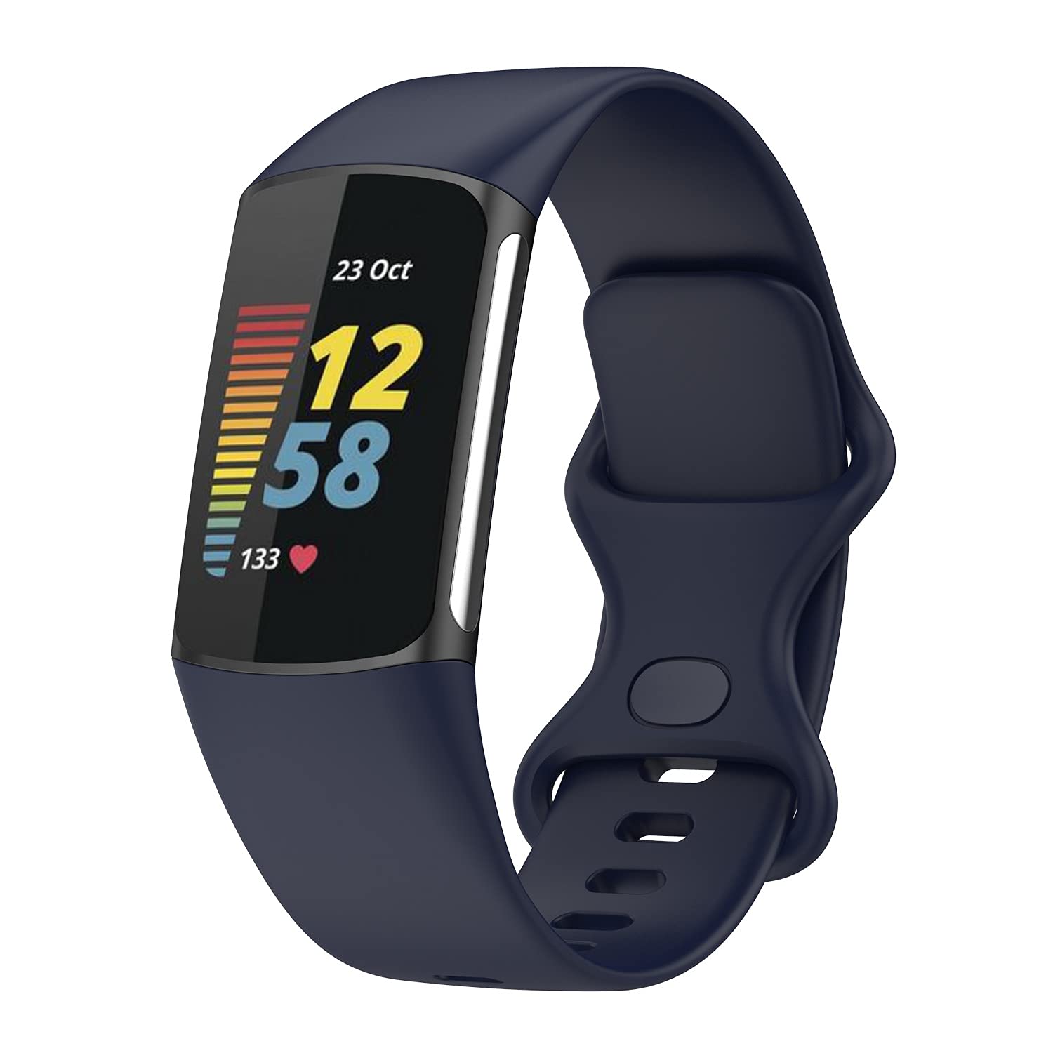 Wownadu Straps Compatible for Fitbit Charge 5 / Charge 6 Strap Men Women,Accessories Sport Silicone Replacement Wristband Blue, L (No watch)