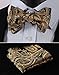 HISDERN Gold Bow Ties for Men Self Tie Paisley Mens Bow Tie and Pocket Square Set Classic Business Formal Tuxedo Men's Bowtie Handkerchief for Wedding Party