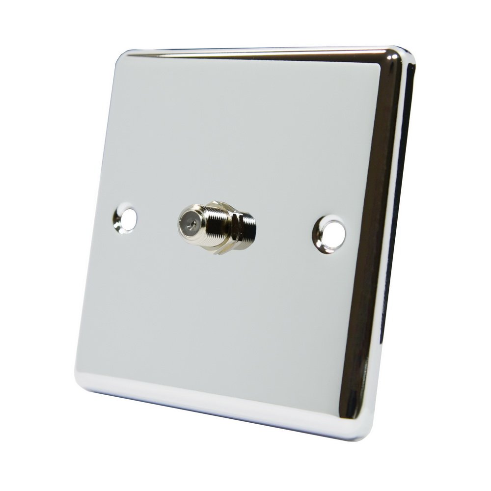 AET CPC1GSKY Polished Chrome Classical 1 Gang Sky F Type Socket for Satellite Outlets, 240 V