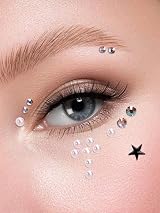 WUIOS Black Stars Face Eye Gems Jewels Women Self Adhesive Pearls Rhinestones view 3